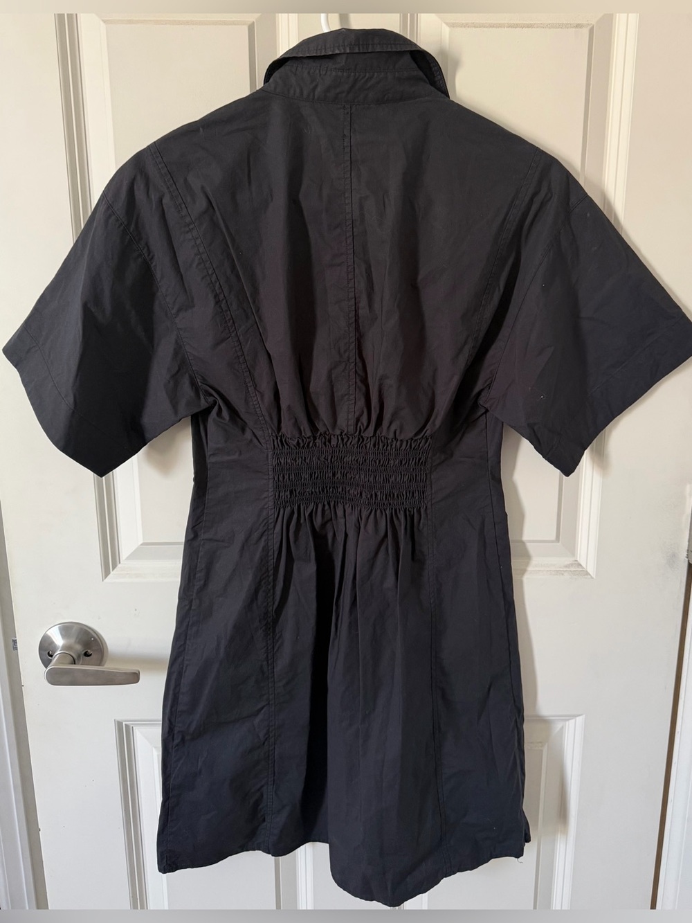 FRAME Seam Detail 100% Organic Cotton Shirtdress, Black, Size XS - Picture 6 of 12